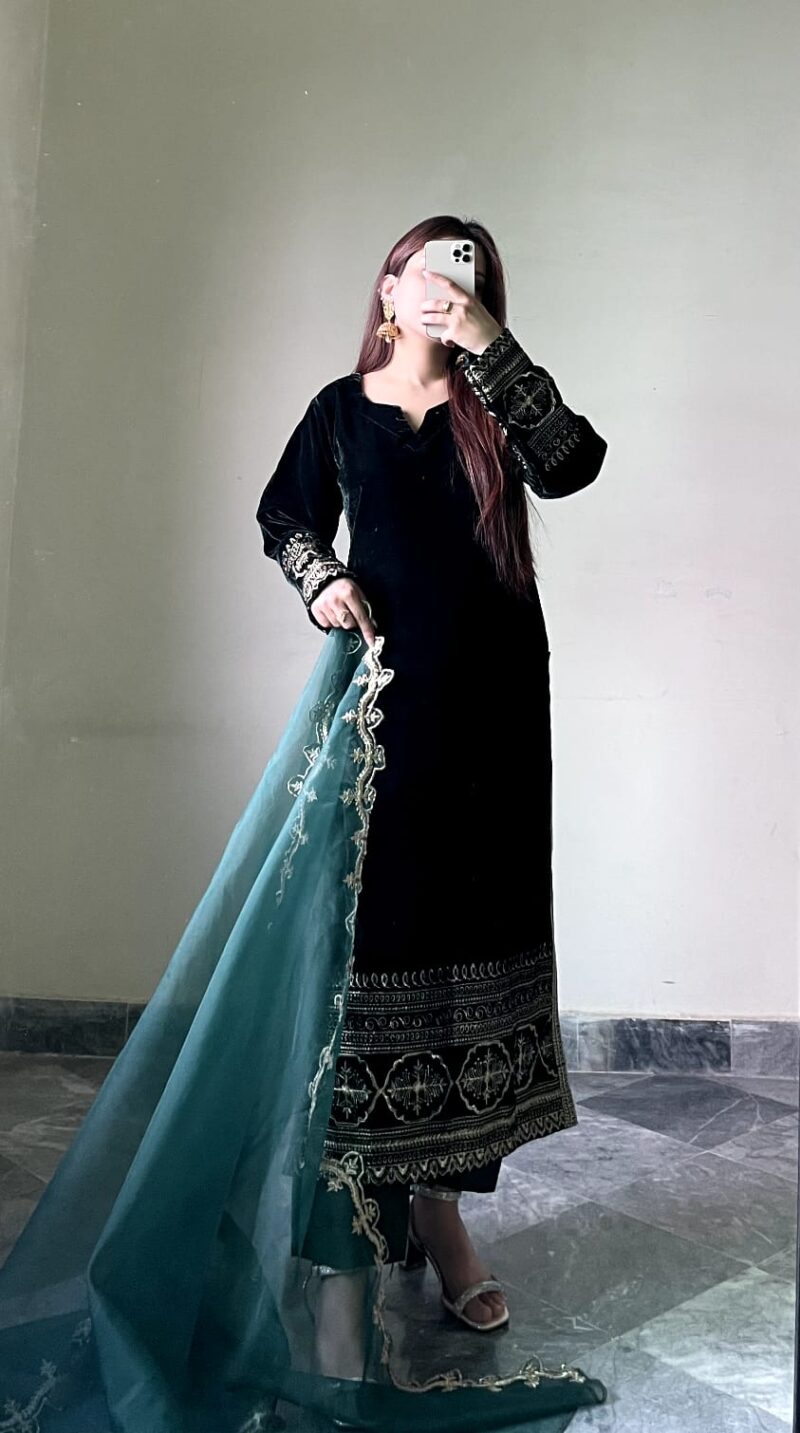 Luxury Velvet Embroidered 3PC