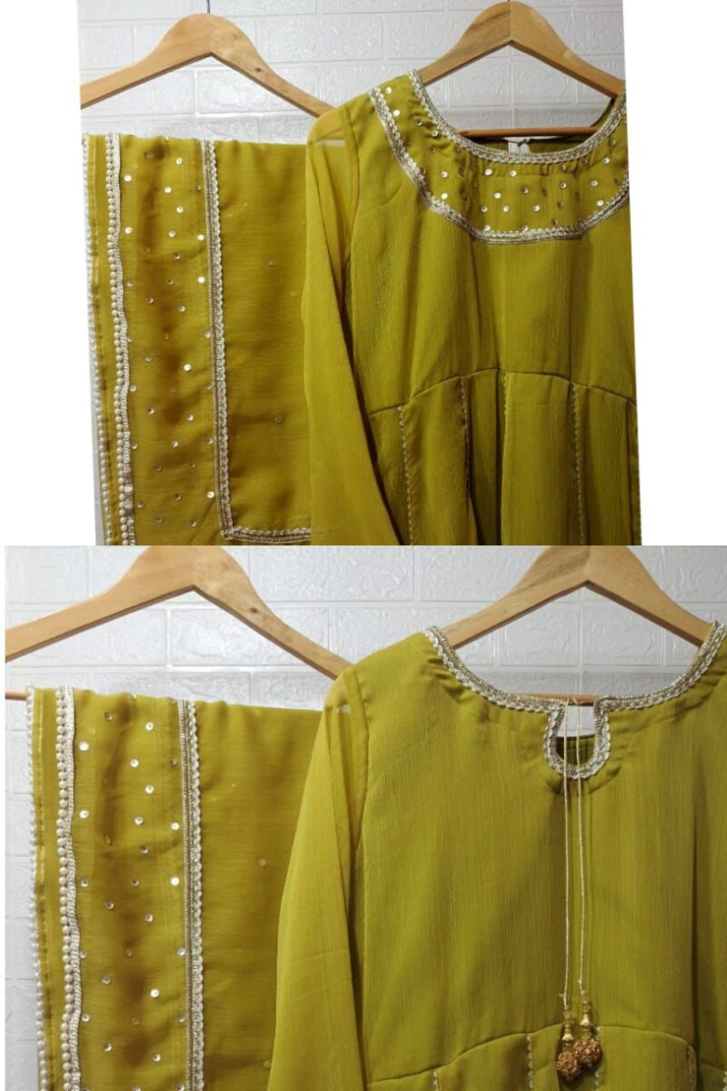 2Pc Double Neckline Dress - Festive Collection - Image 2