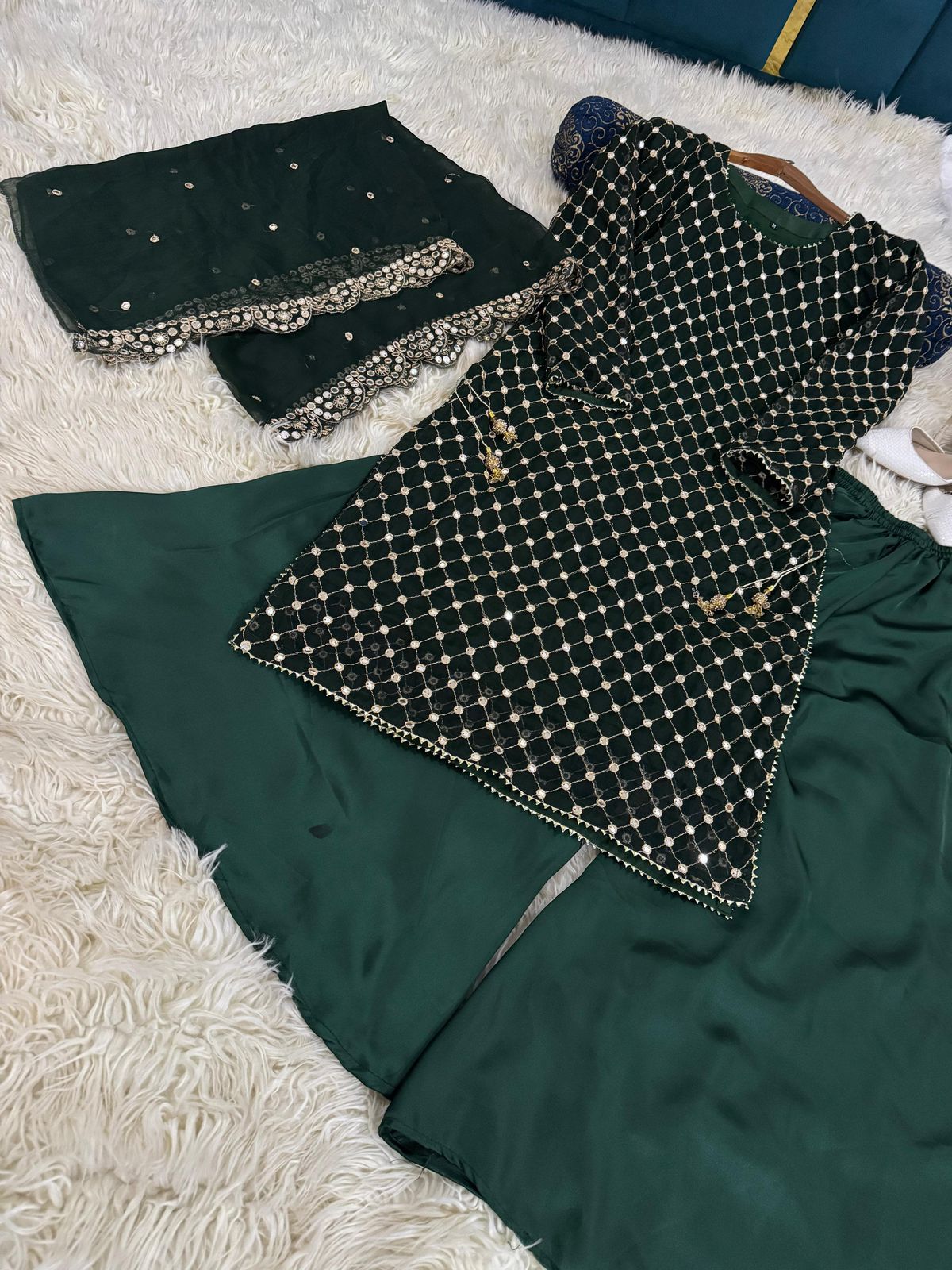 9MM Chiffon Long Shirt 3Pc - Wedding Wear