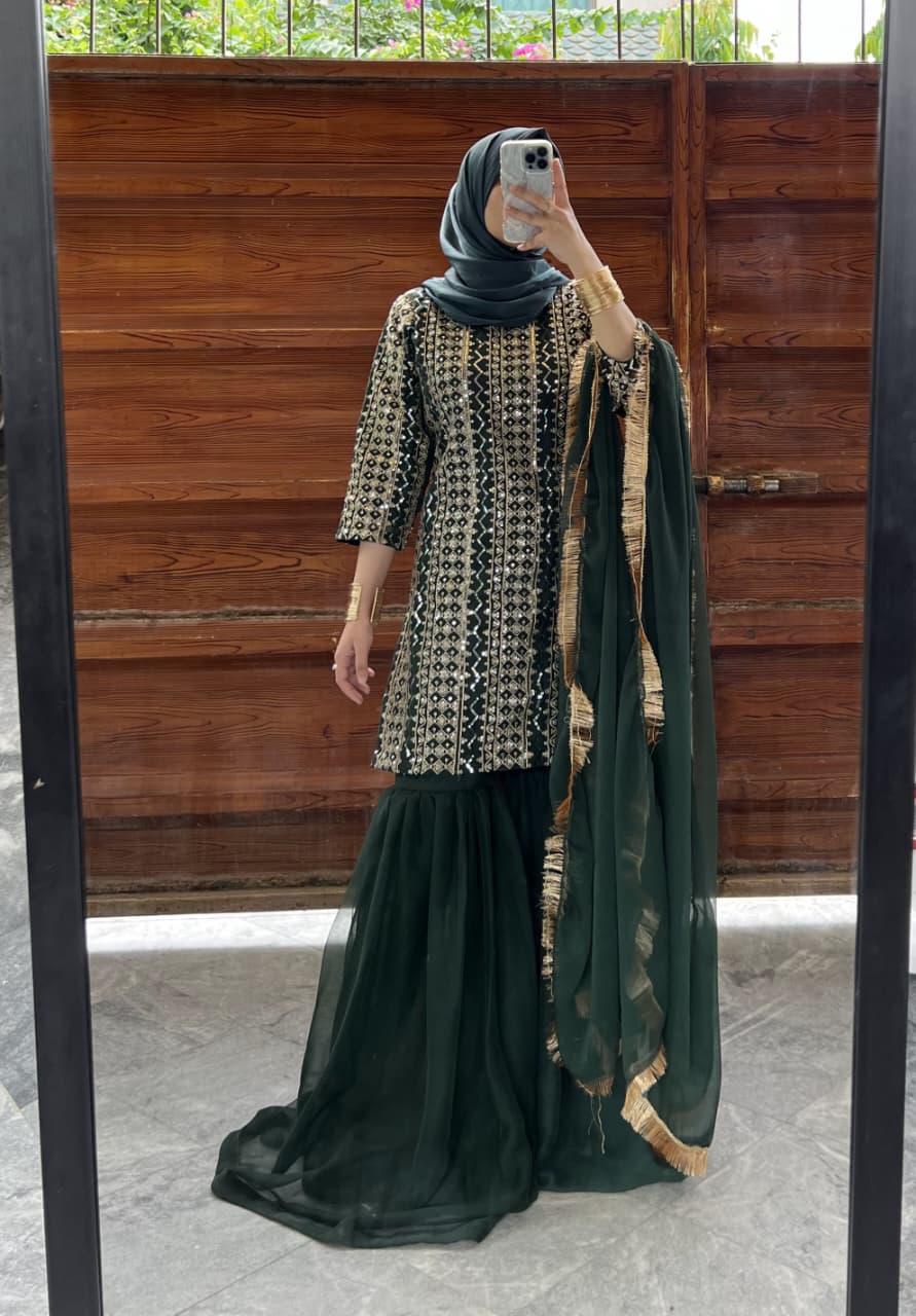 Wedding Pret – Chiffon Gharara Suit 3Pc