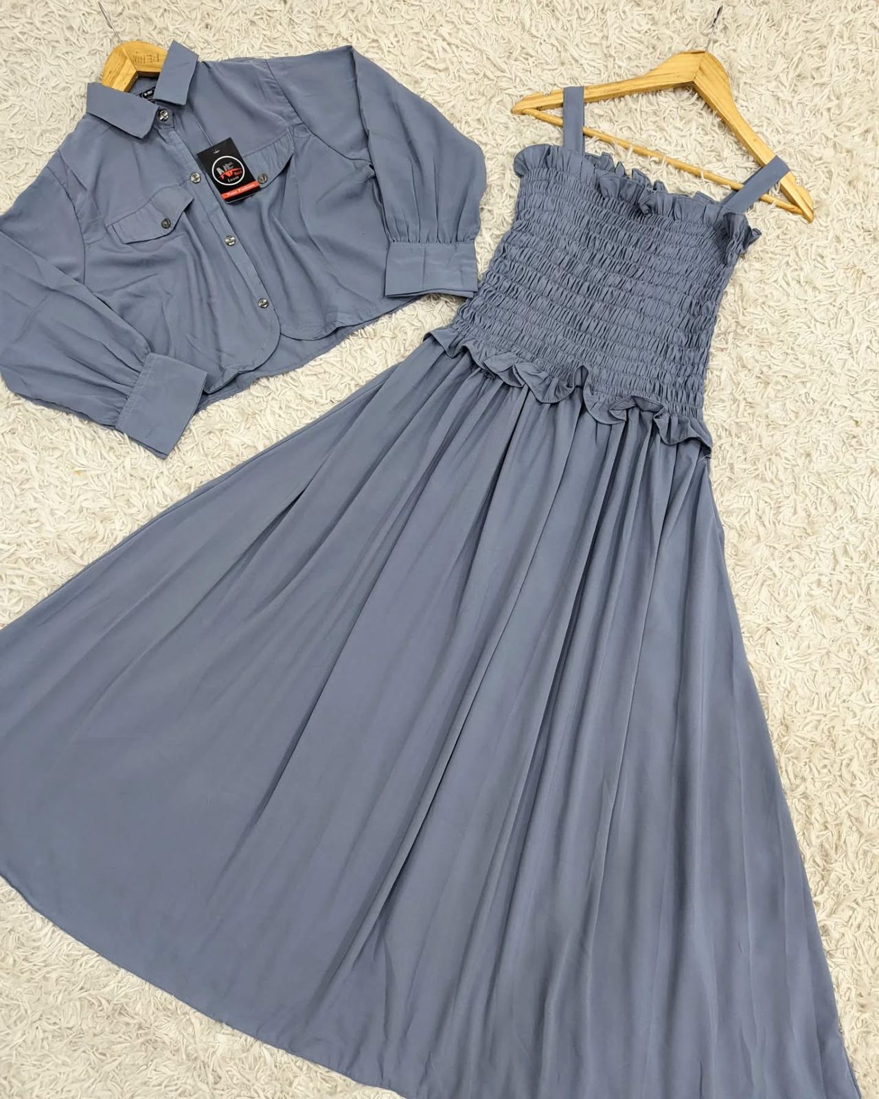 Western Style Imported Georgette Smokey Maxi with Jacket - Image 12