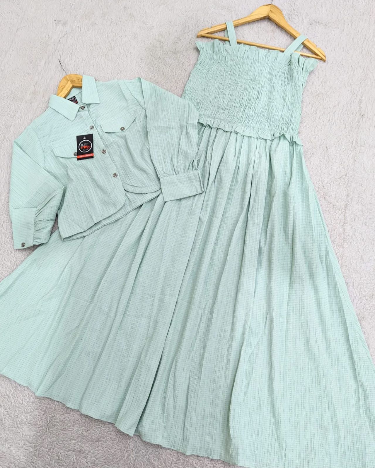 Western Style Imported Georgette Smokey Maxi with Jacket - Image 11