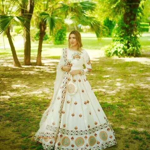 Kattan Silk Block Printed Maxi with Organza Dupatta