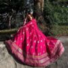 Kattan Silk Block Printed Maxi with Organza Dupatta