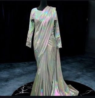 Holographic Moonlight Stitched Saree