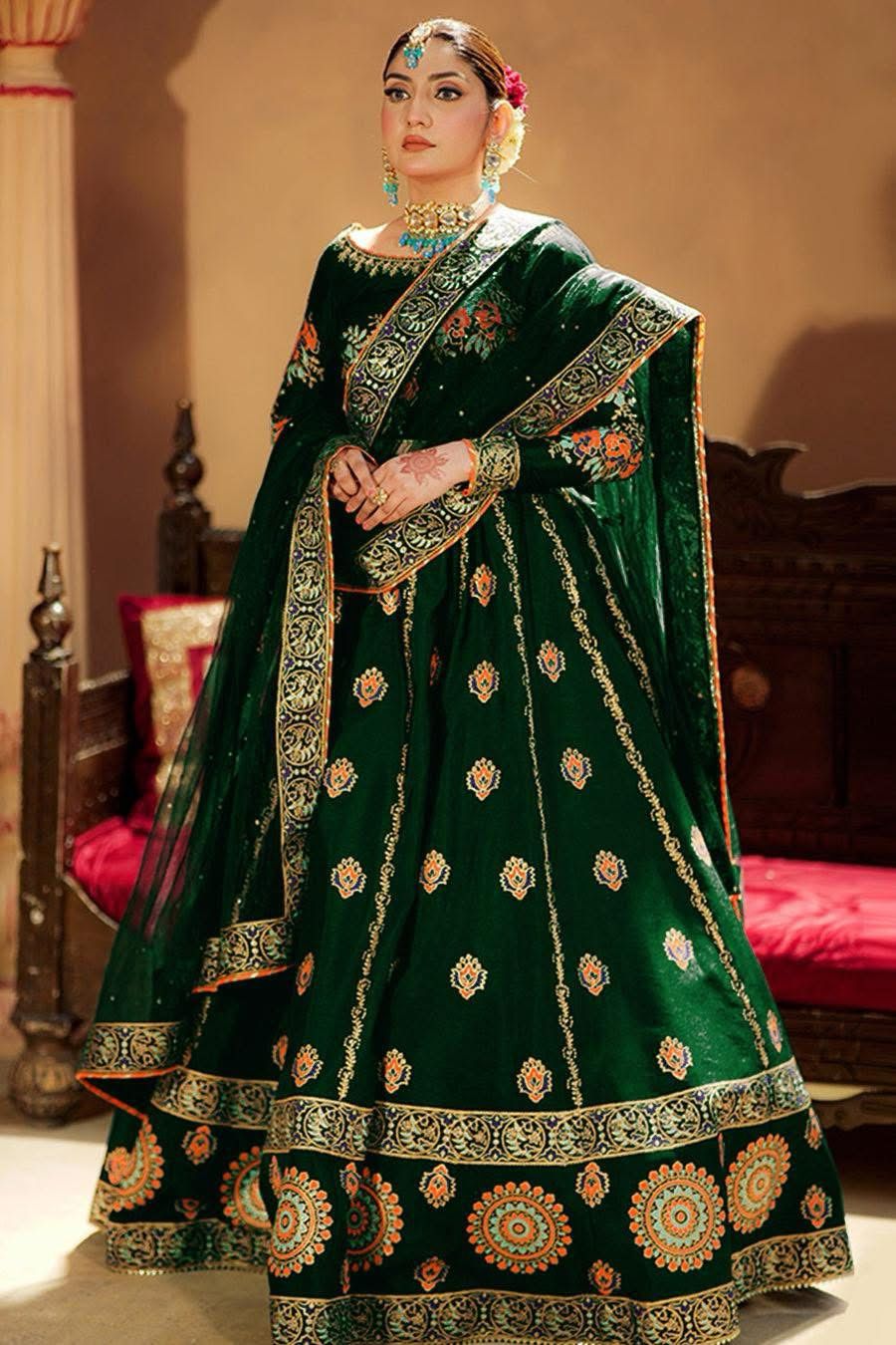 Shemoz Silk Embroidered Lehnga Choli (4pc Set) - Image 2