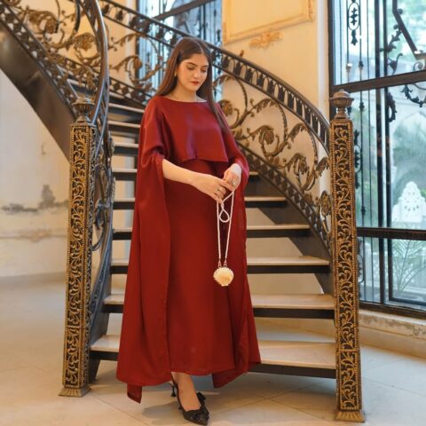 Silk Attached Cape Maxi 1PC