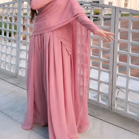Imported Chiffon Plain Maxi + Saree (2-in-1)