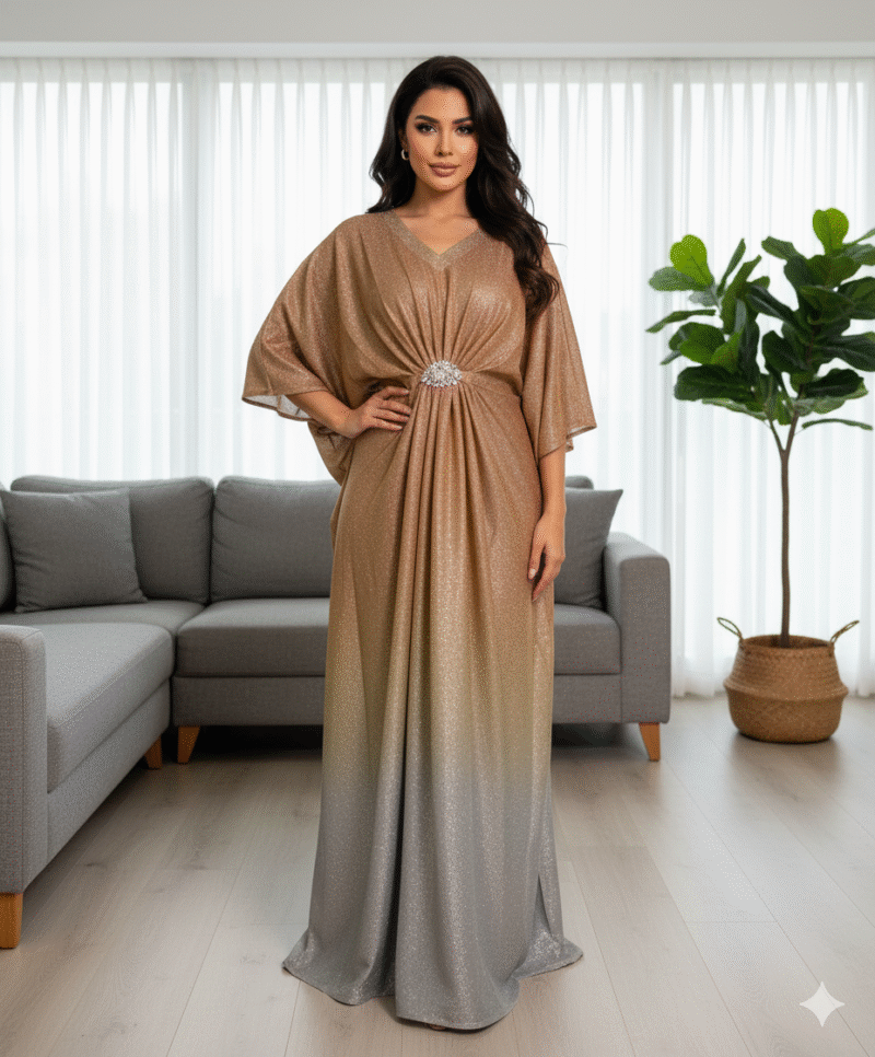 Premium Gradient Shimmer Kaftan – Luxury Party Wear 1PC - Image 4
