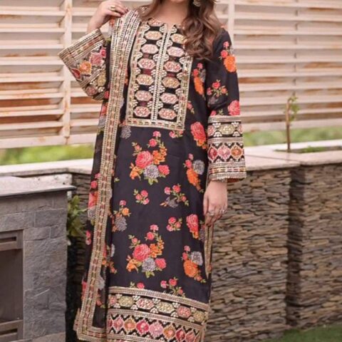 Stitched Luxury Trendy Wedding Silk 3PC