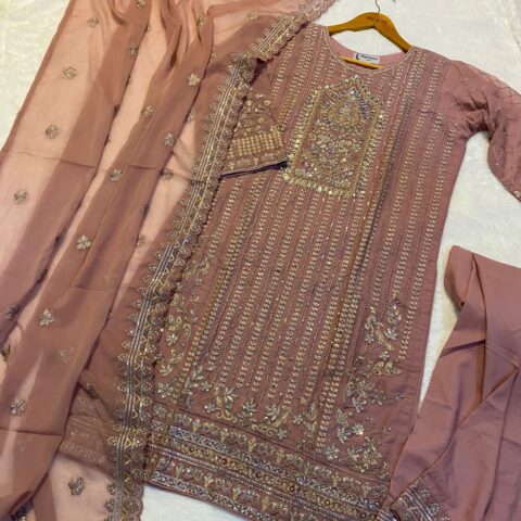 Handmade Chiffon 3PC – Stone, Tilla & Sequence Embellished
