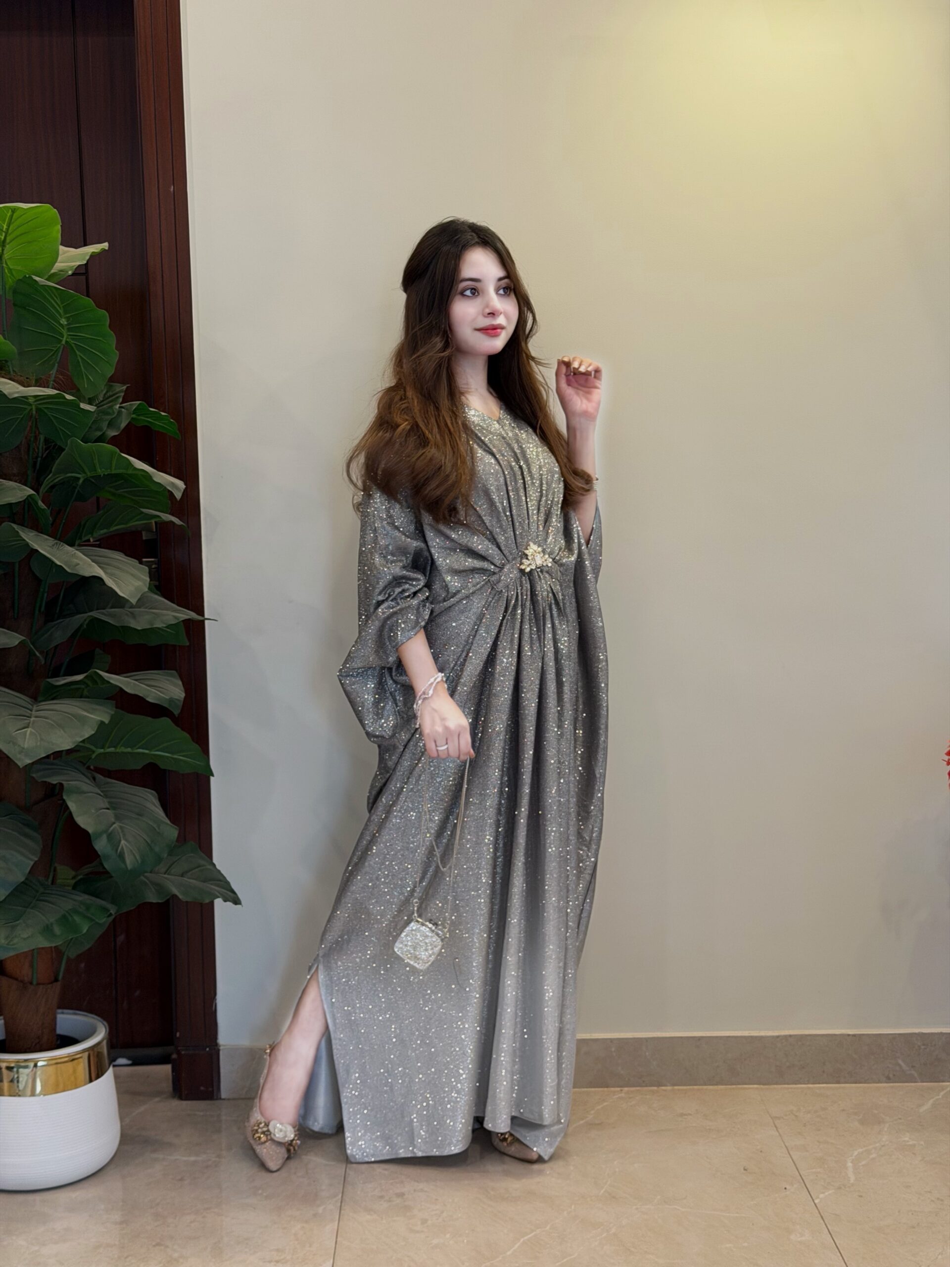 Premium Gradient Shimmer Kaftan – Luxury Party Wear 1PC