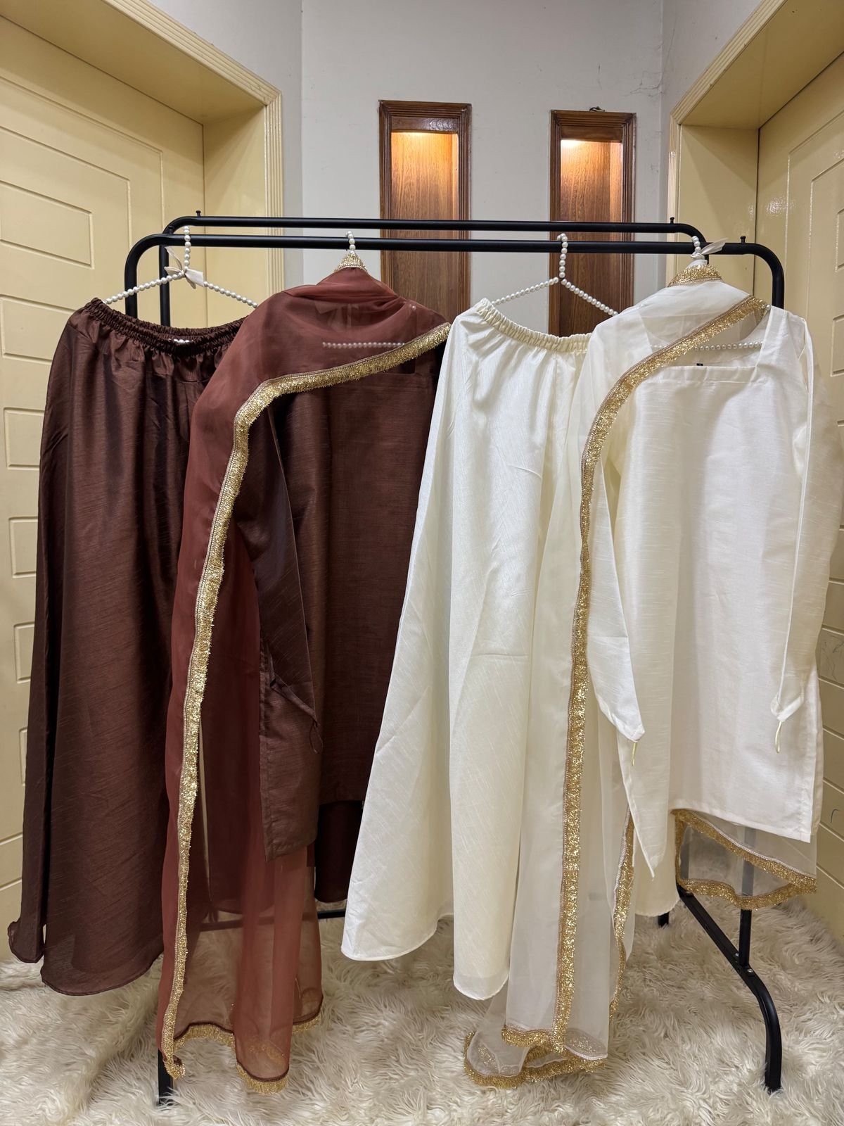 Luxe Rawsilk 3-Piece plazo Set with Organza Dupatta - Image 3