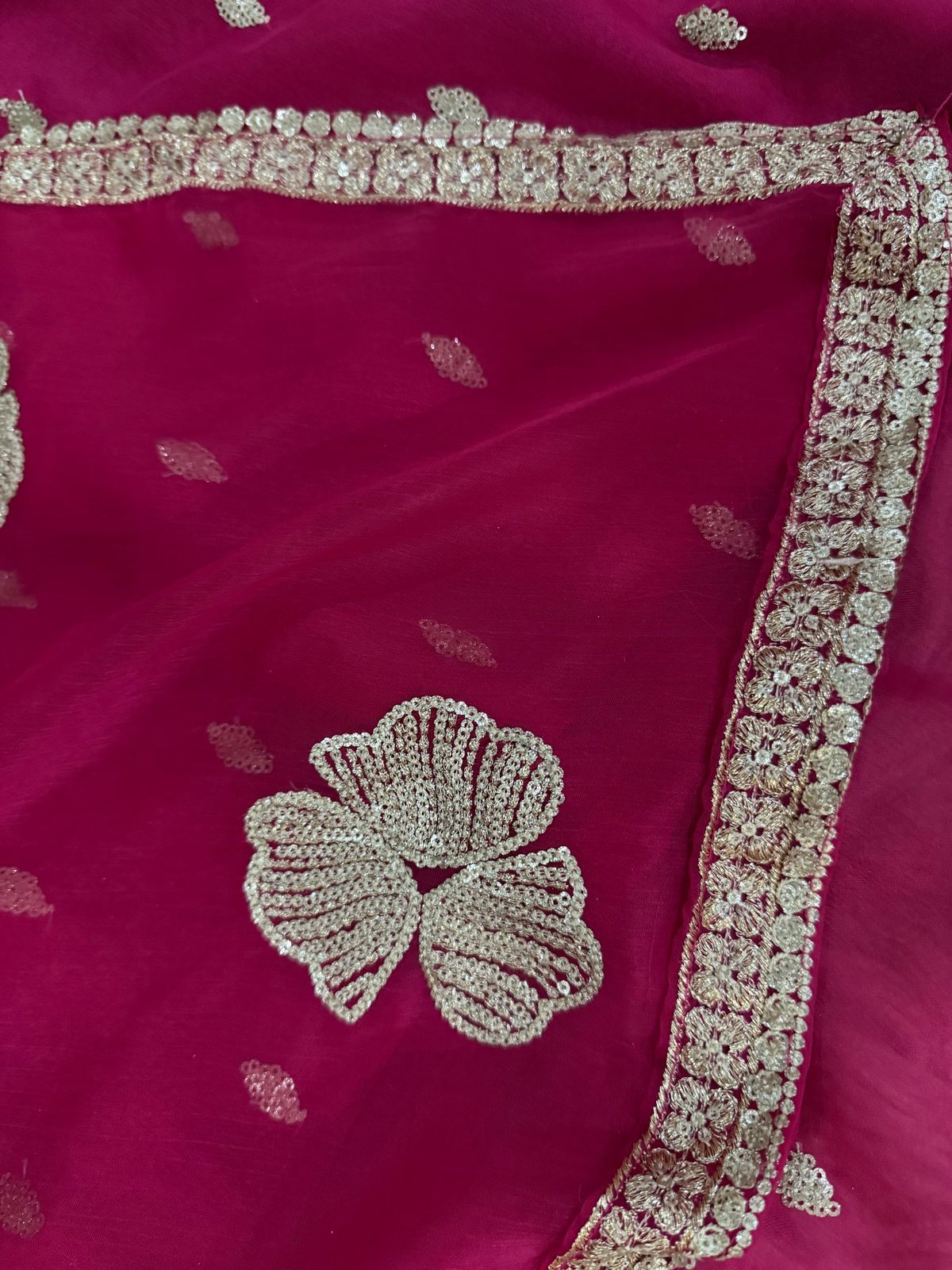 Heavy Sequins Embroidered 3PC Chiffon Suit Full Salves - Image 2