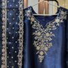 Heavy Sequins Tilla Embroidered 3PC Shesha Silk Suit
