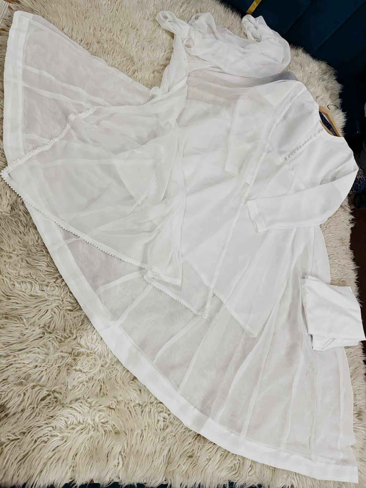 Chiffon Maxi 3PC Suit with Button Embellishment & Lace Dupatta - Image 5