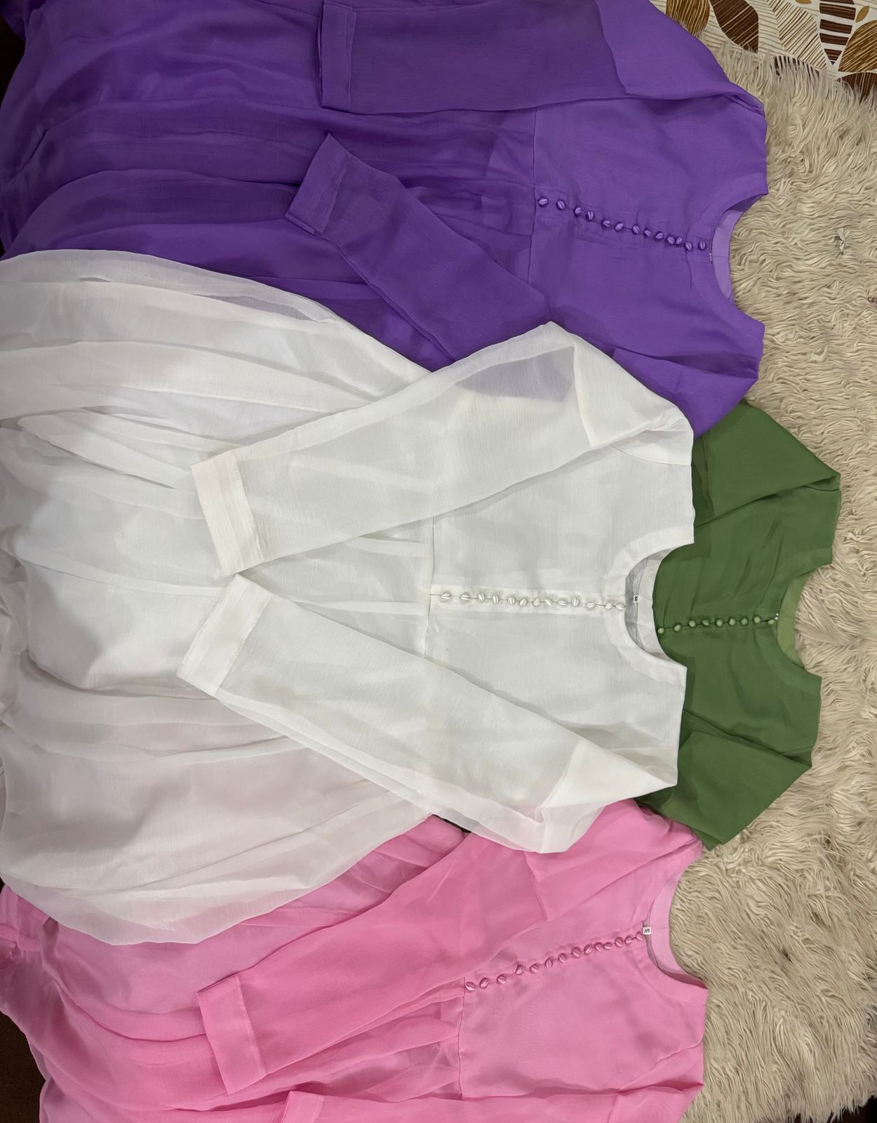 Chiffon Maxi 3PC Suit with Button Embellishment & Lace Dupatta - Image 6