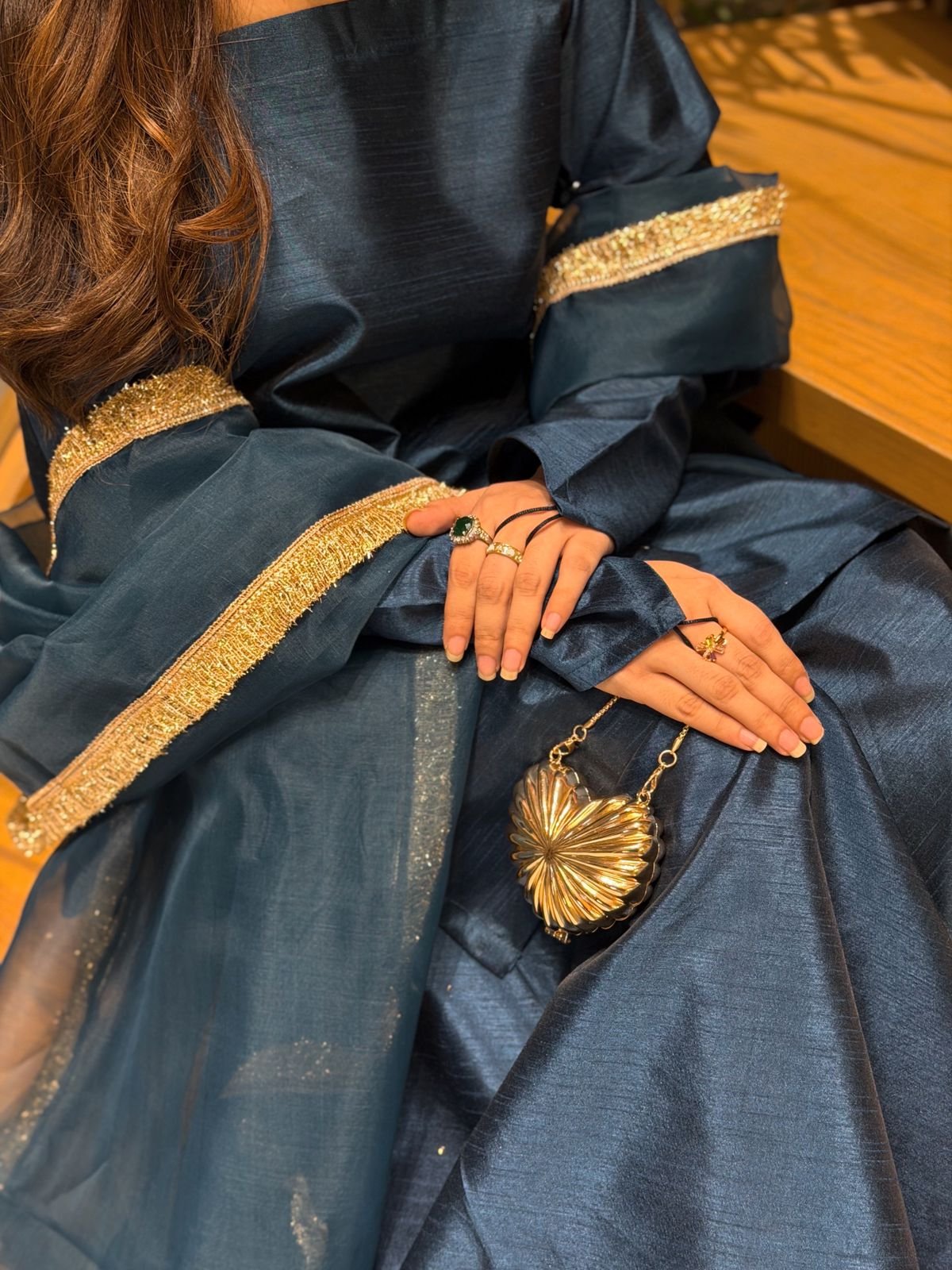 Luxe Rawsilk 3-Piece plazo Set with Organza Dupatta - Image 8