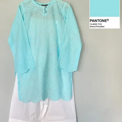 Umbrella Co-ord Set Chicken Kari Farshi Cordset in Aqua