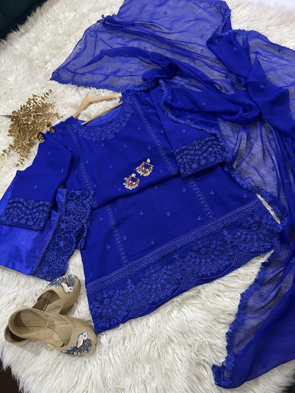 Embroidered Chiffon 3Pc Suit - Ready to Dispatch - Image 3