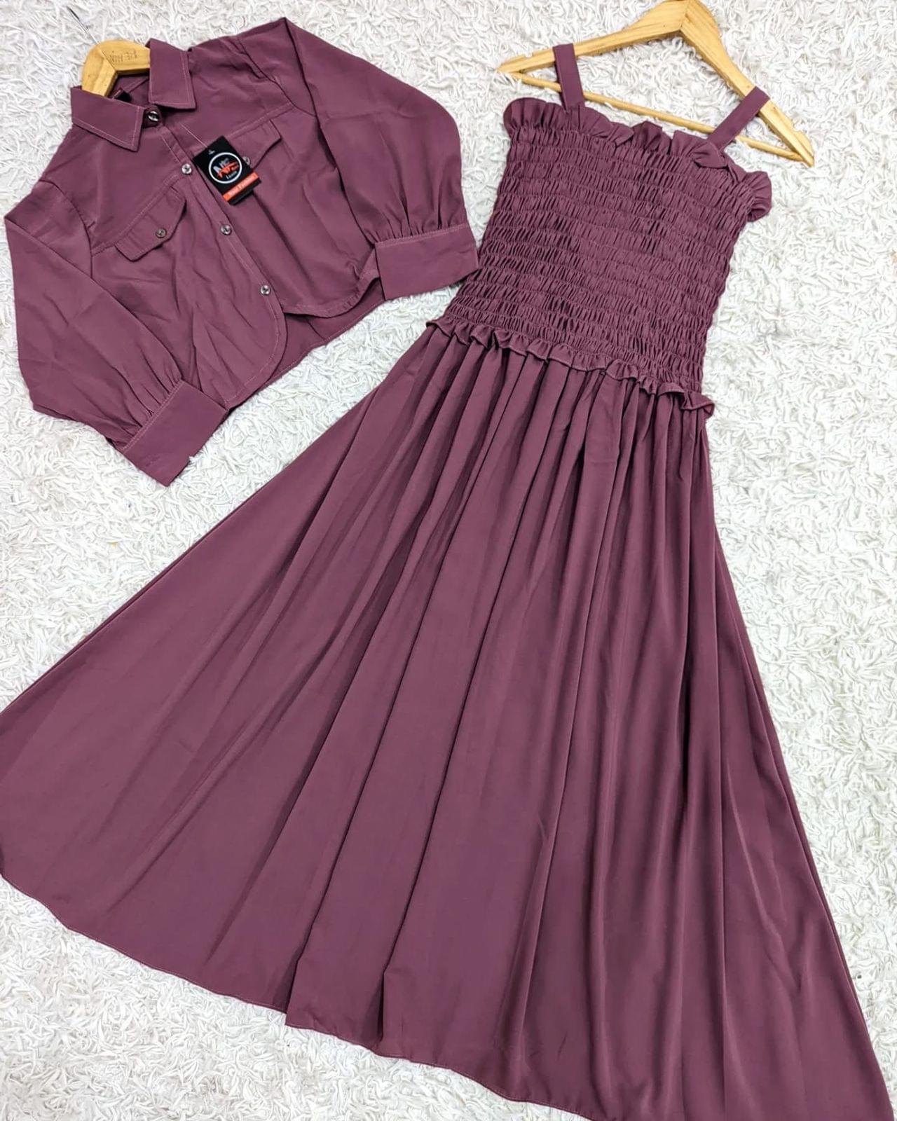 Western Style Imported Georgette Smokey Maxi with Jacket - Image 9