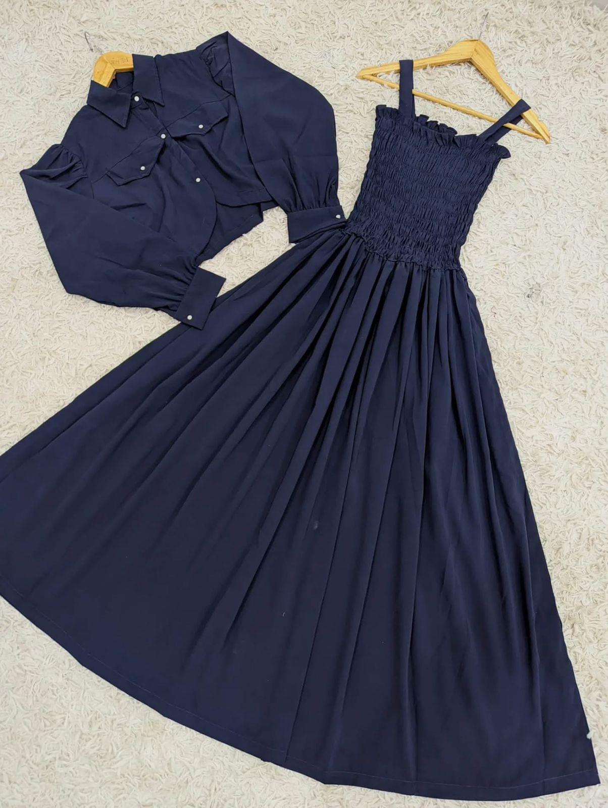 Western Style Imported Georgette Smokey Maxi with Jacket - Image 10