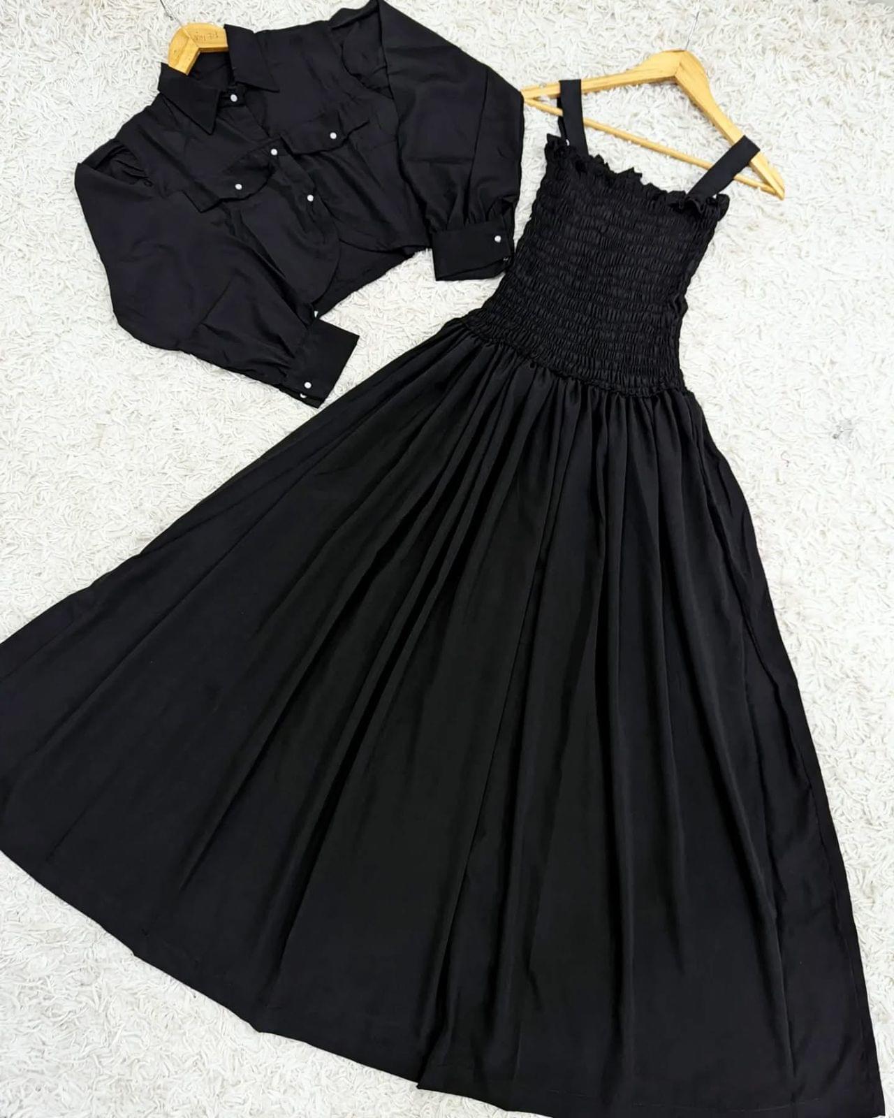 Western Style Imported Georgette Smokey Maxi with Jacket - Image 2