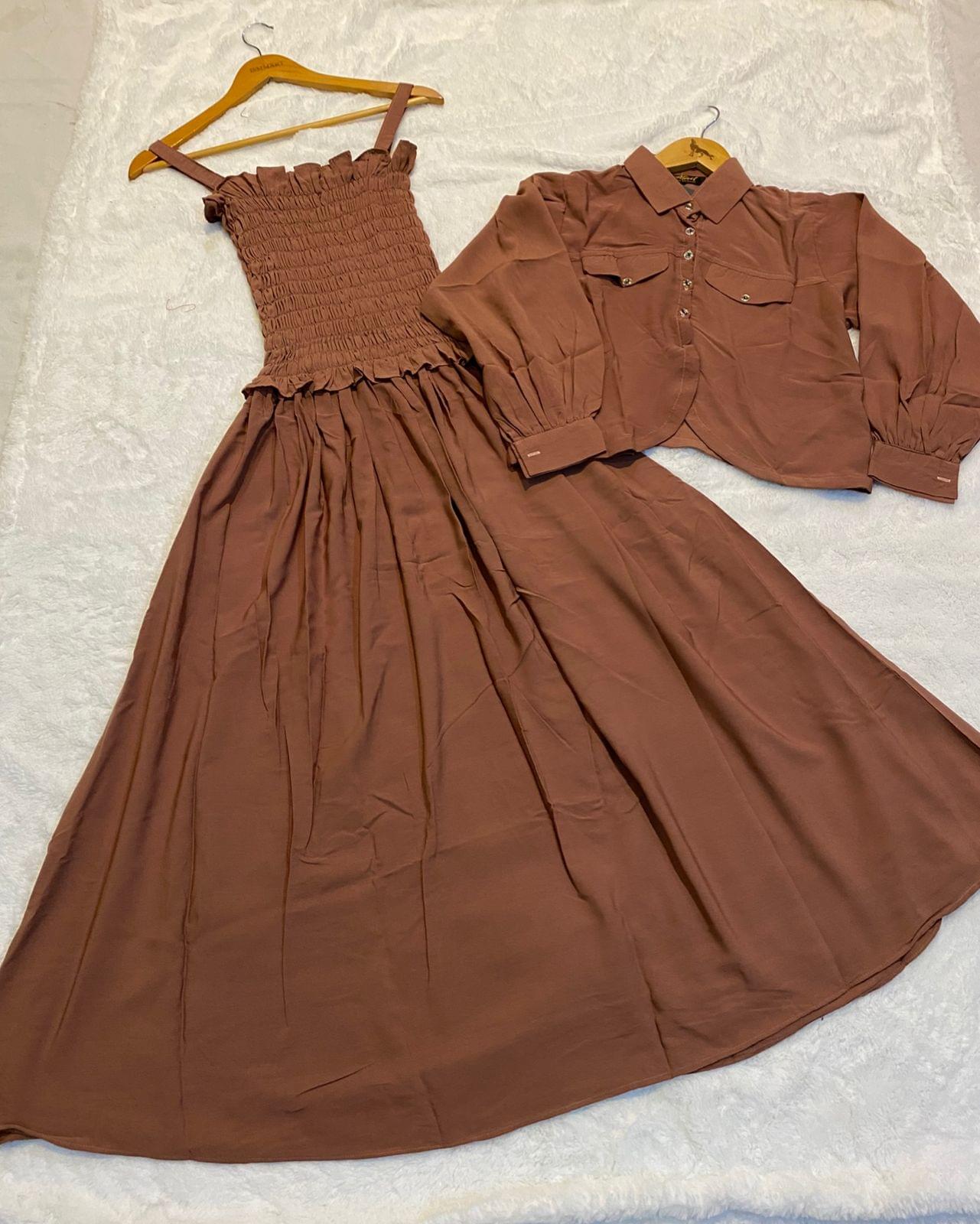 Western Style Imported Georgette Smokey Maxi with Jacket - Image 4