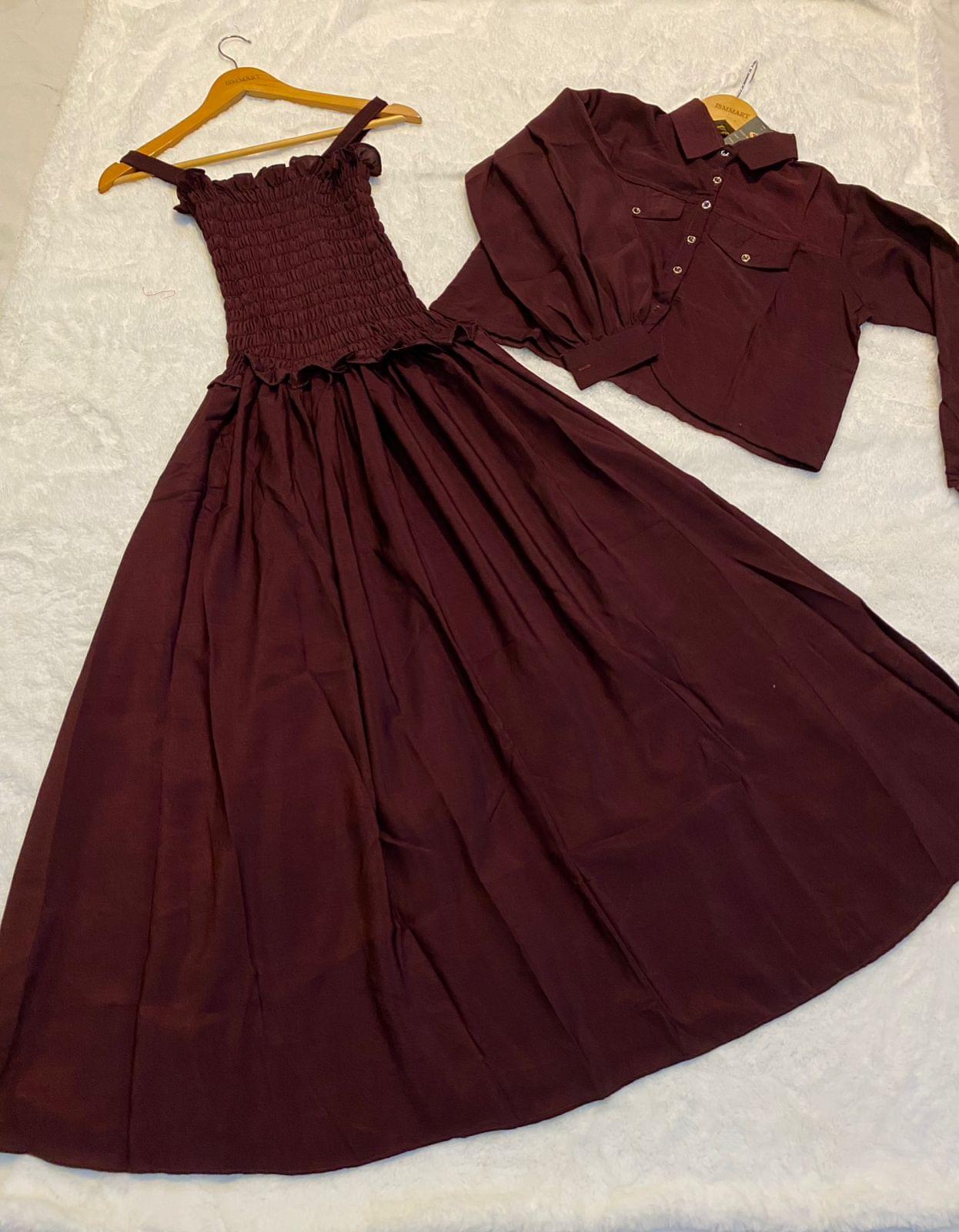 Western Style Imported Georgette Smokey Maxi with Jacket