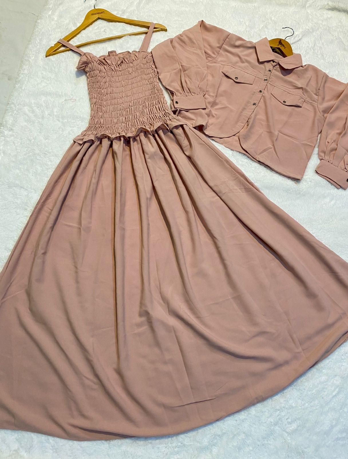 Western Style Imported Georgette Smokey Maxi with Jacket - Image 5