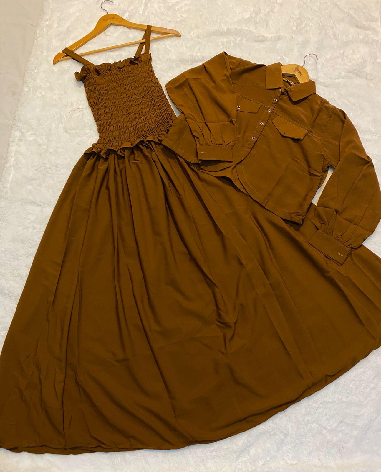 Western Style Imported Georgette Smokey Maxi with Jacket - Image 7