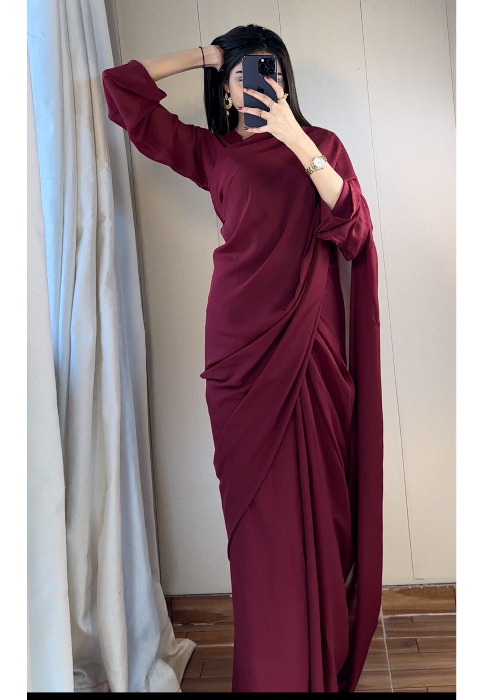 Completely Stitched 7.5 Yards Chiffon Saree