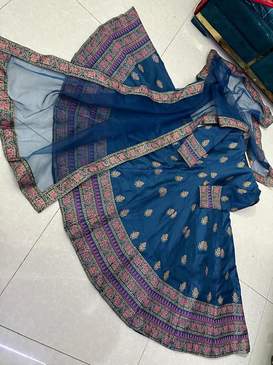 Kattan Silk Block Printed Maxi with Organza Dupatta - Image 2