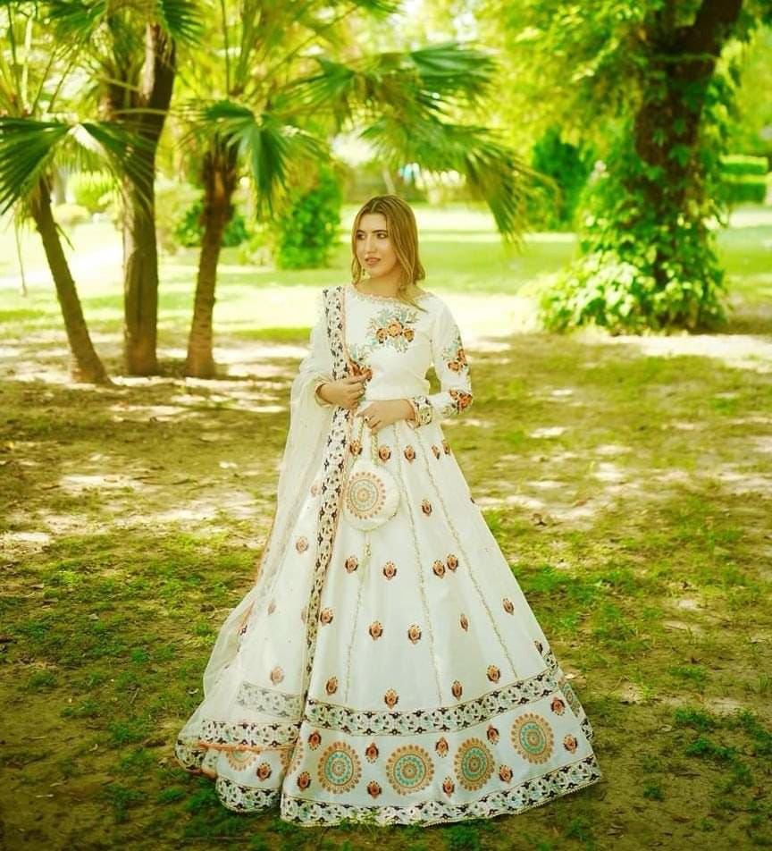 Kattan Silk Block Printed Maxi with Organza Dupatta