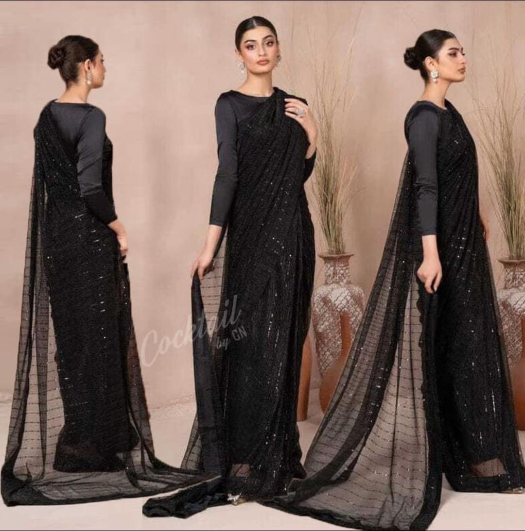 Sequins Moonlight Saree - Image 3