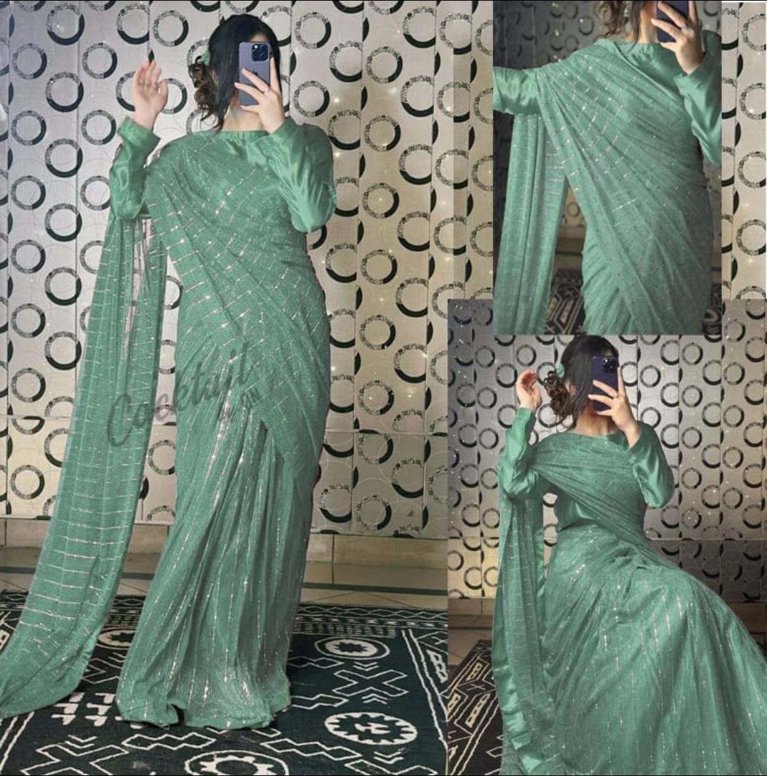 Sequins Moonlight Saree - Image 6