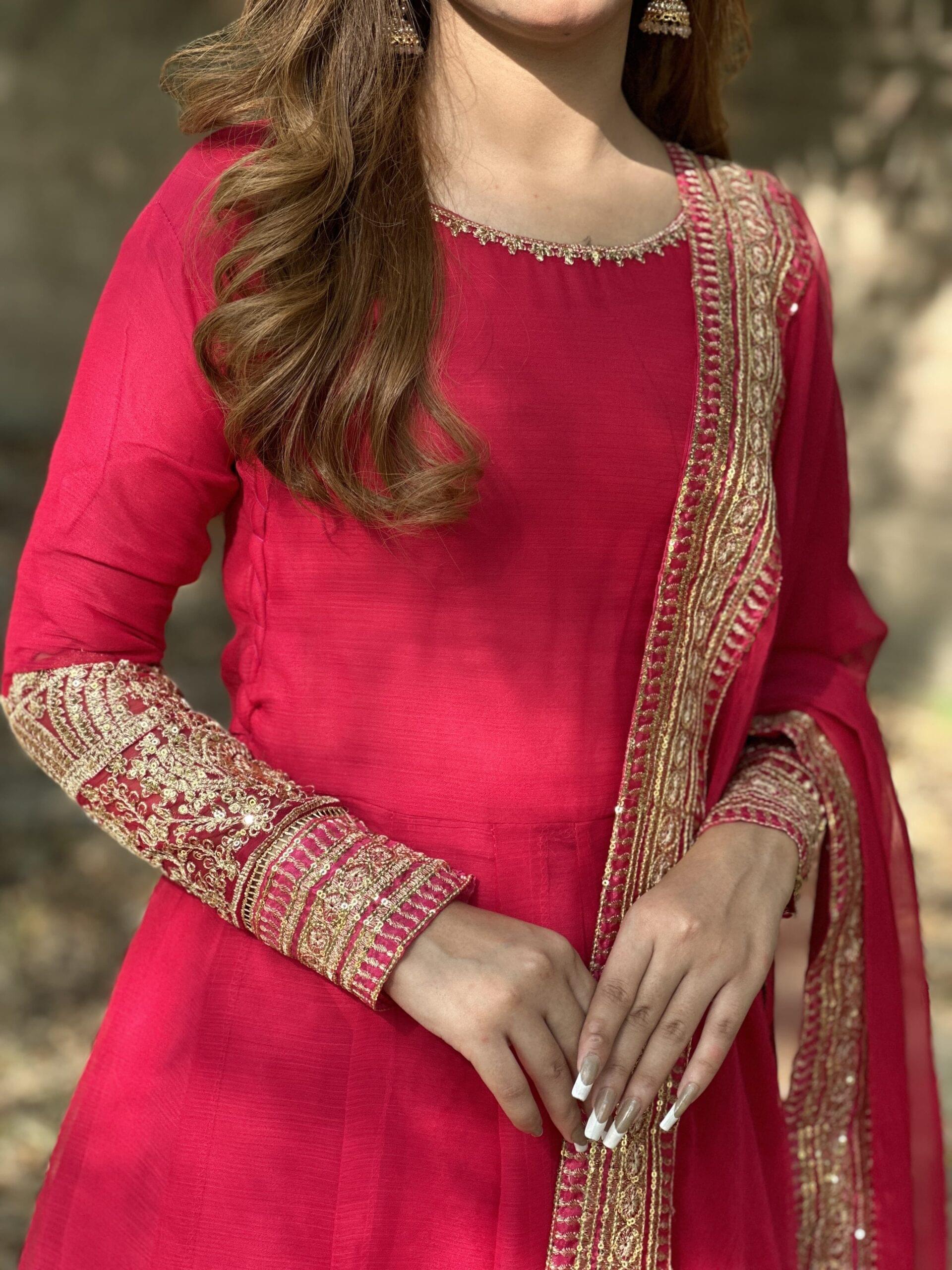 Luxury Sequins Tilla Embroidered Chiffon Maxi 3PC - Image 3