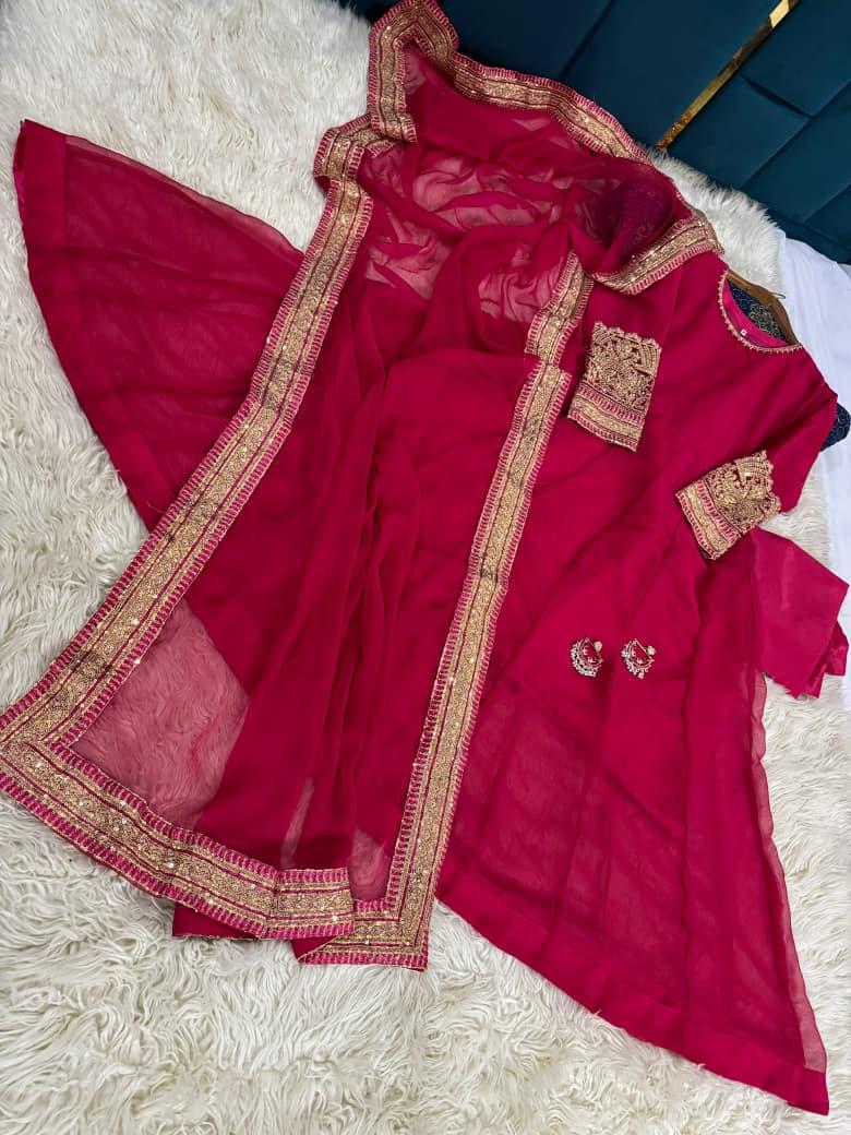 Luxury Sequins Tilla Embroidered Chiffon Maxi 3PC - Image 4