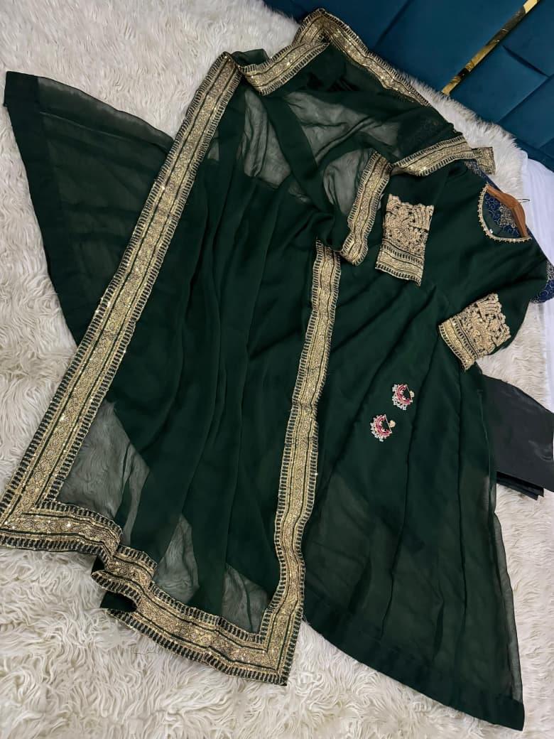 Luxury Sequins Tilla Embroidered Chiffon Maxi 3PC - Image 6