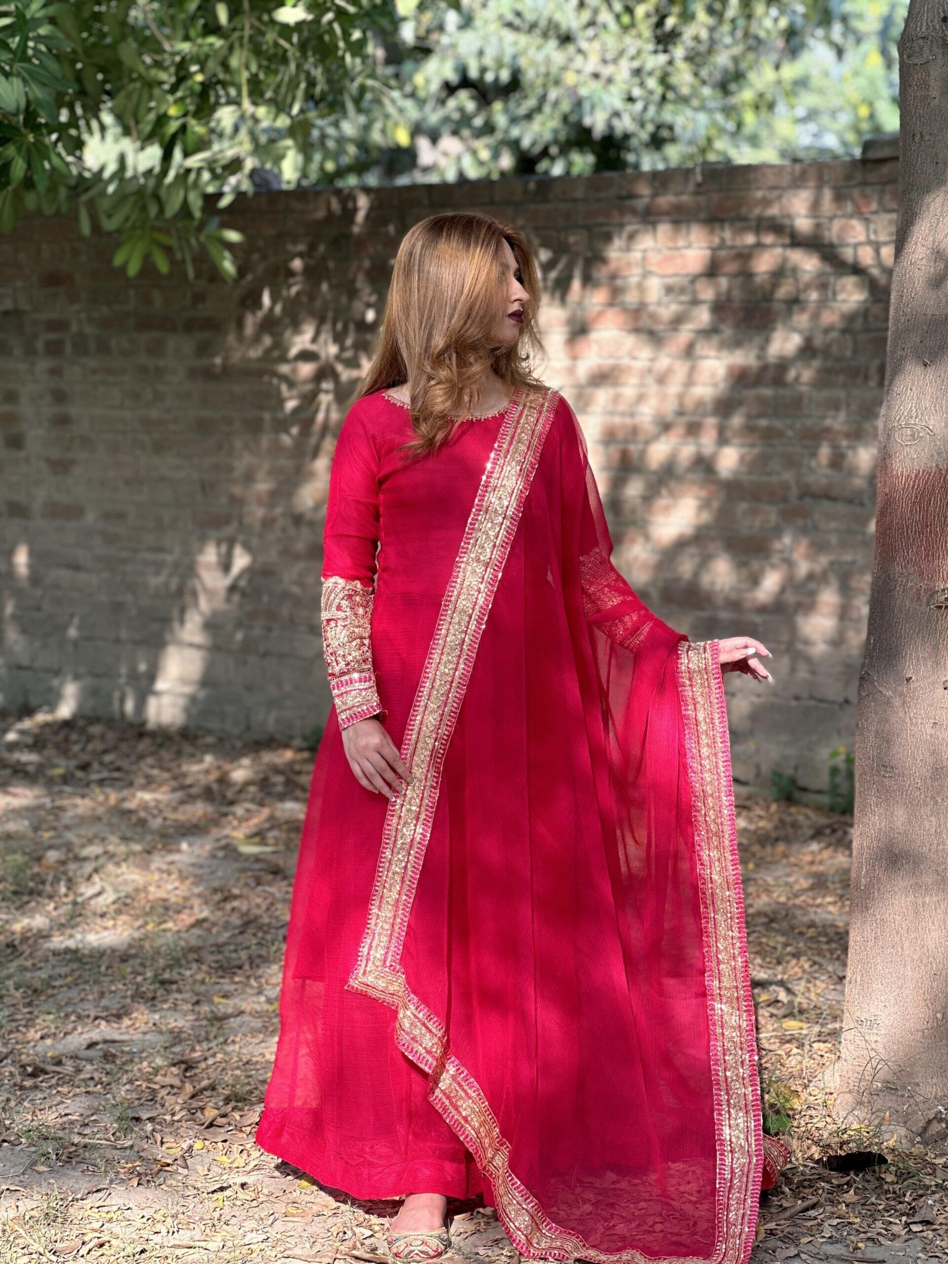 Luxury Sequins Tilla Embroidered Chiffon Maxi 3PC - Image 2