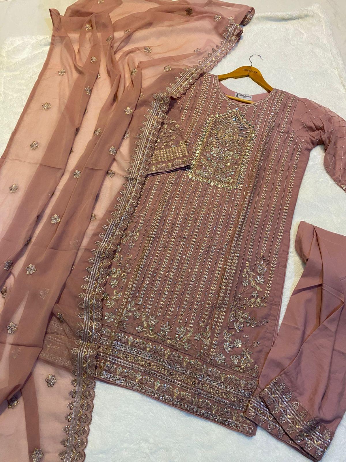 Handmade Chiffon 3PC – Stone, Tilla & Sequence Embellished