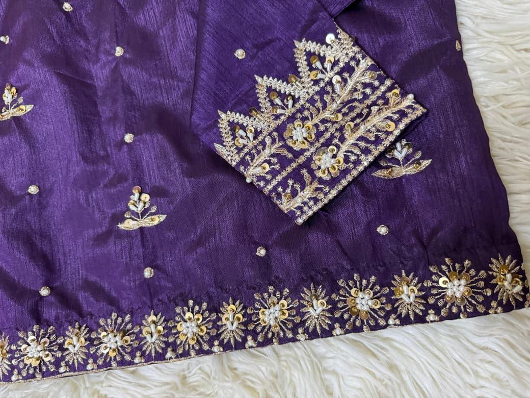 Indian Raw Silk Lehnga Choli 3Pc - Image 8