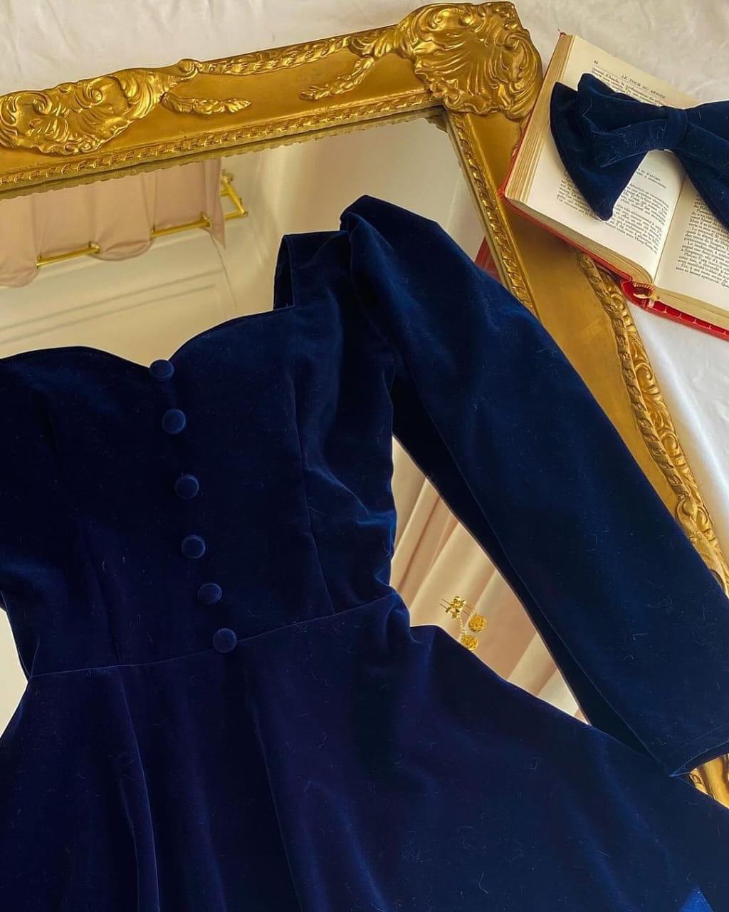 Velvet Button Frock - Image 4