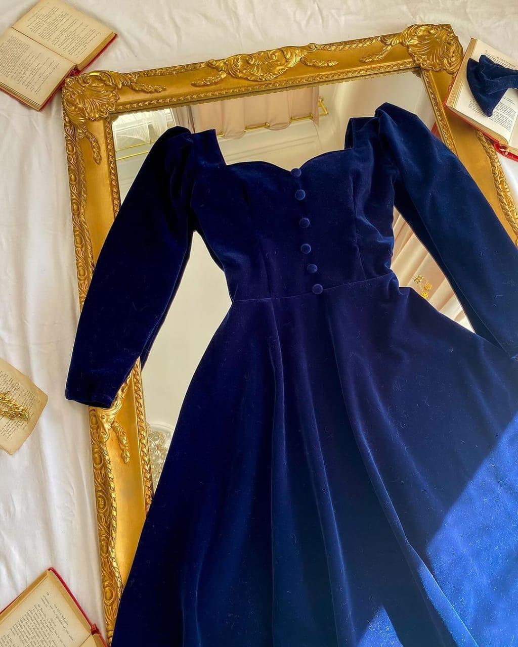 Velvet Button Frock - Image 3