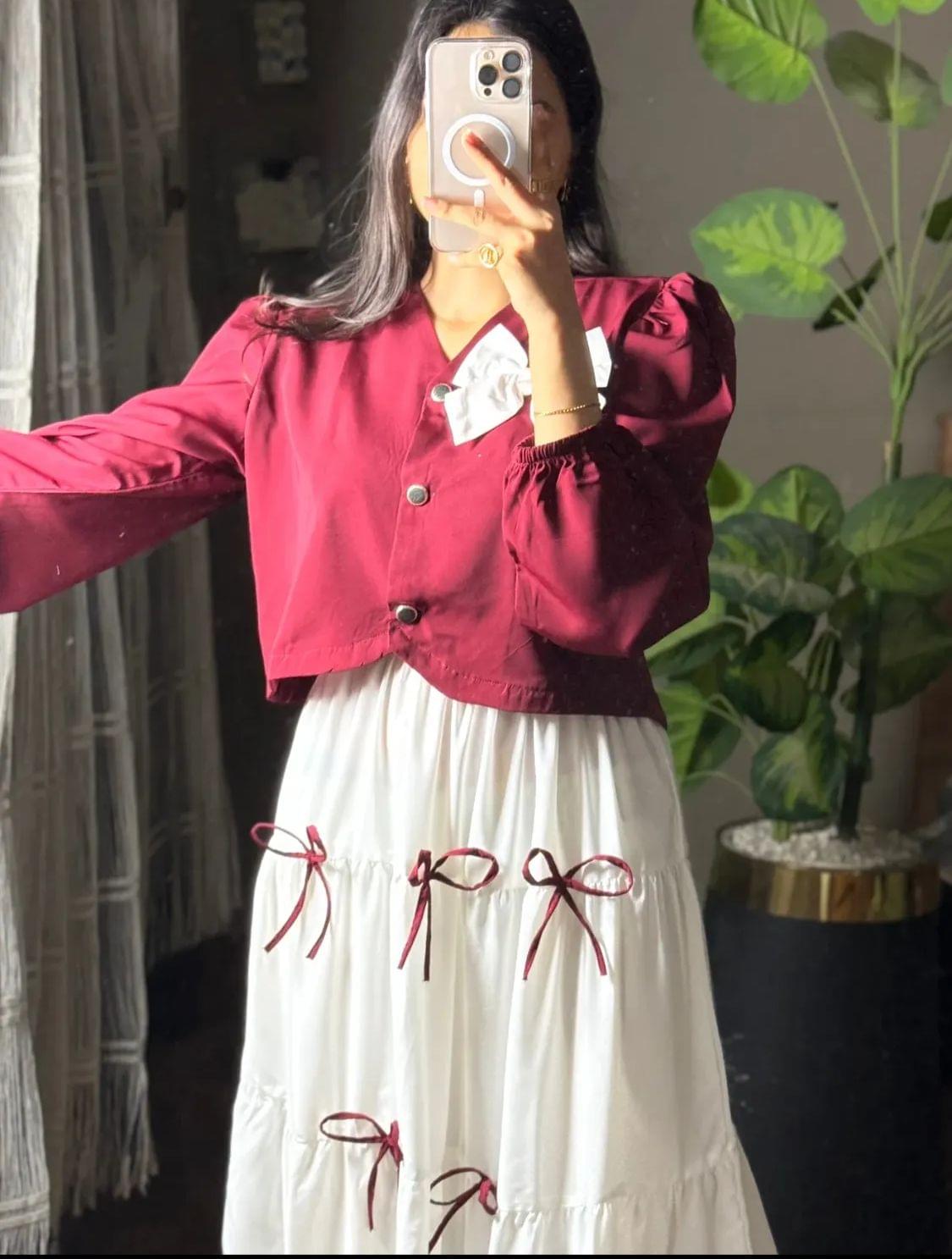 Georgette Bow Skirt with Top - Image 2