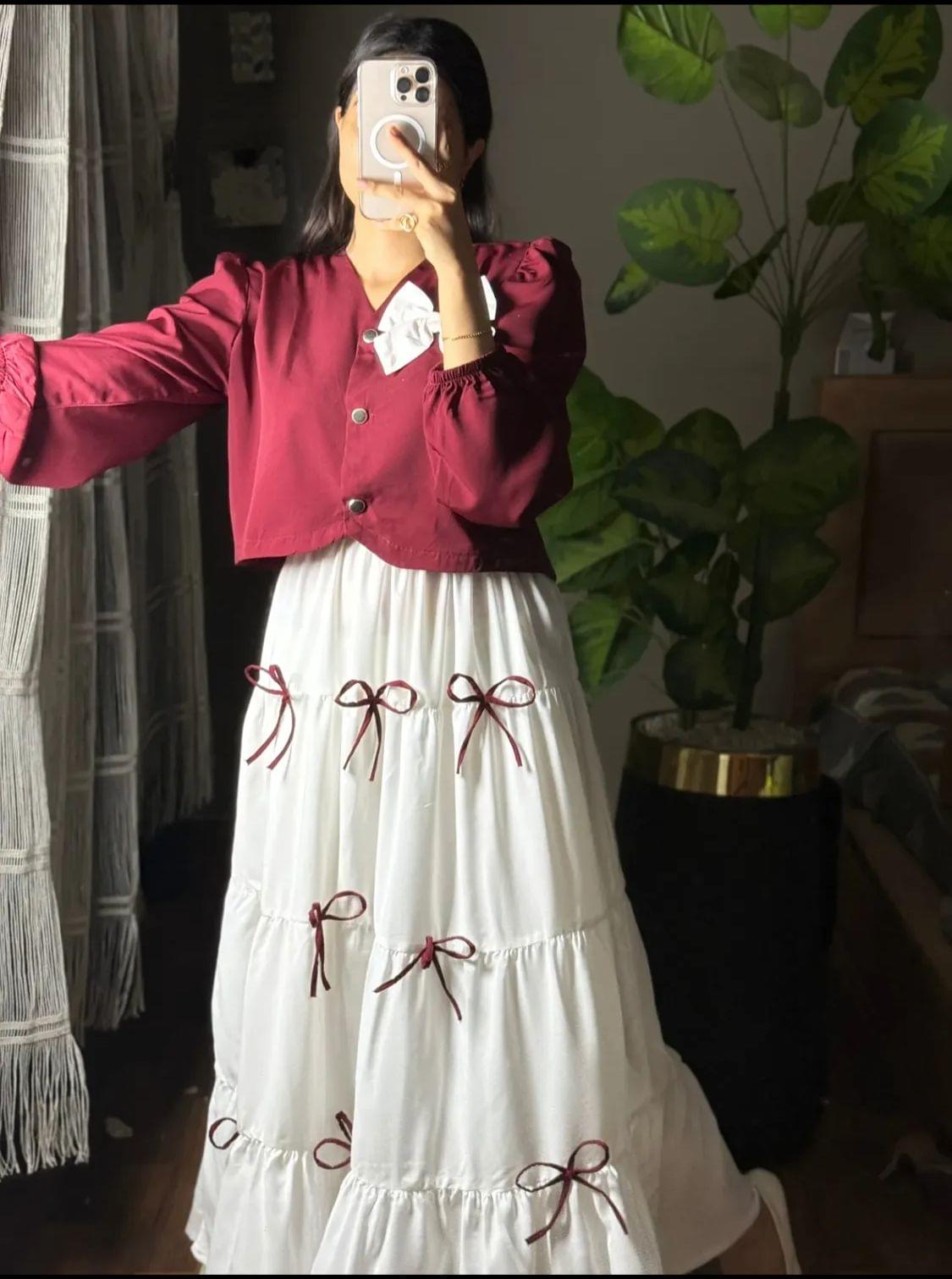 Georgette Bow Skirt with Top - Image 3