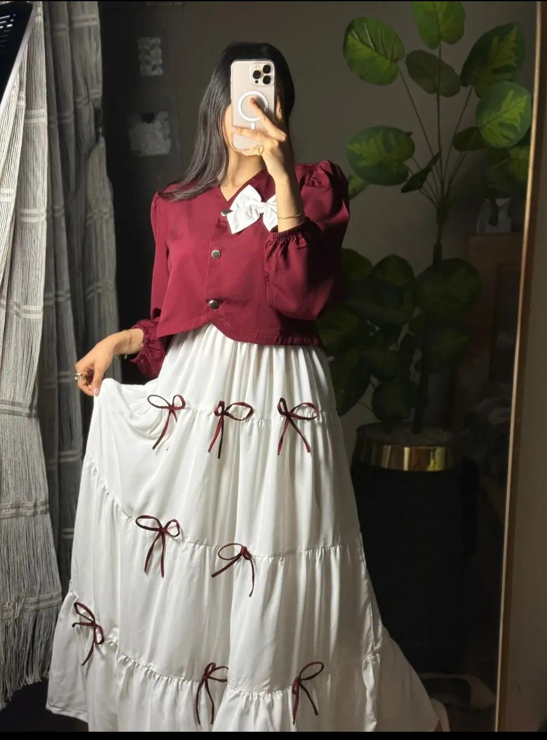 Georgette Bow Skirt with Top - Image 4