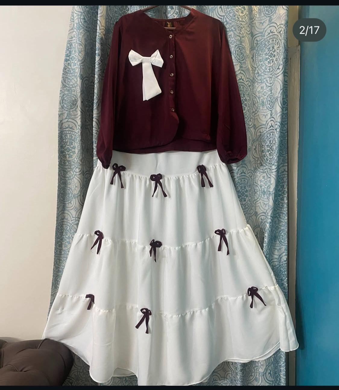 Georgette Bow Skirt with Top - Image 5