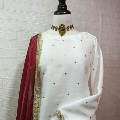 Rawsilk shirt detailing in Garara Festive Suit with premium stitching design